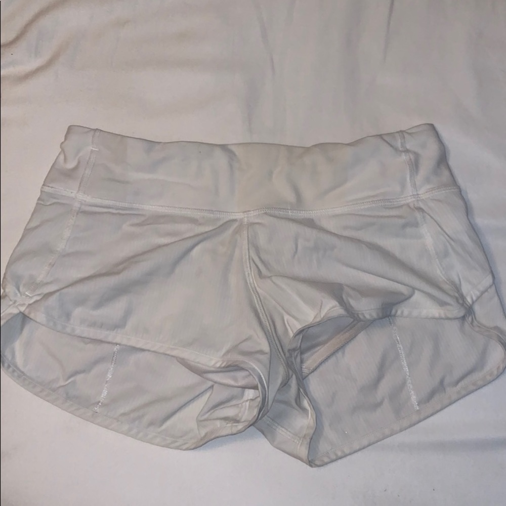 White Lululemon Speed Shorts